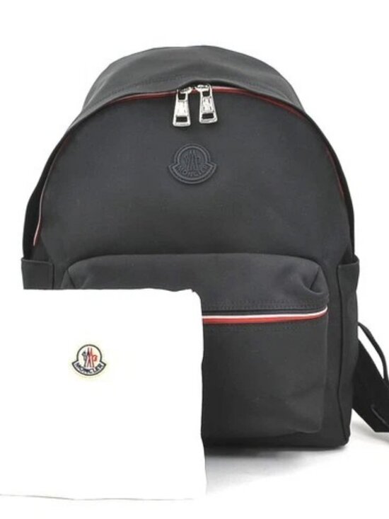 Auth MONCLER Backpack Black Nylon/Silvertone - h32243i